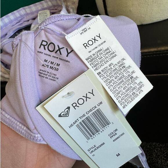 Roxy Heart The Check Lavender Gingham Checker Bikini M/XL NWT - Picture 11 of 12
